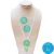 Conjunto Collar Y Aretes Para Mujer Mandala Con Flecos Blanco y Azul Claro en Mostacilla Checa