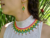 Conjunto Collar y Aretes Para Mujer en Mostacilla Checa Estilo Embera Tetta Verde Amarillo