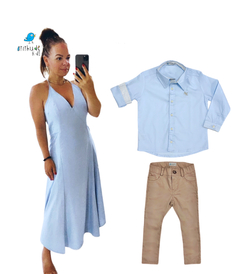 Kit camisa Edu - Tal pai, tal filho (duas peças) Azul Bebê na internet