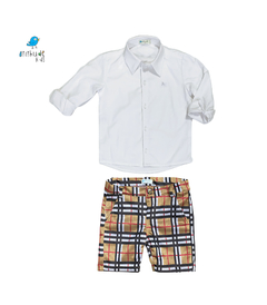 Conjunto irmãos xadrez /inspiracao Burberry - Vestido e Bermuda (duas peças) na internet