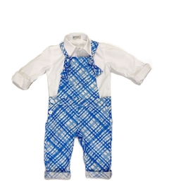 MACACÃO XADREZ AZUL AQUARELADO - SARJA | XADREZ AZUL AQUARELADO 1 PÇ