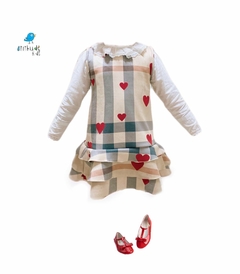 VESTIDO MARIANA | XADREZ CORAÇÕES| 2 peças