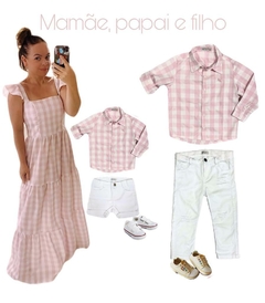 Vestido longo Helen | Xadrez Rosa bebê - Adulto - comprar online
