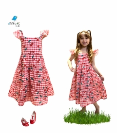 Vestido Carla Midi | xadrez com cereja - comprar online