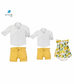 Conjunto irmãos | Limões - Camisa / Vestido com calcinha (3 peças) na internet