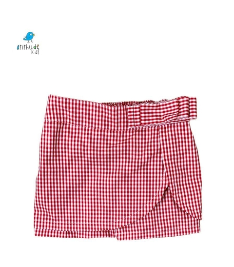 Shorts saia infantil |xadrez vermelho
