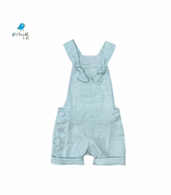 Macacão Arthur com camisa - azul Bebê | linho | 2 peças