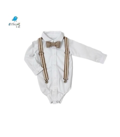 Conjunto Joaquim Bege - Calça , camisa e acessórios (4 peças) | Bege - Atithude Kids