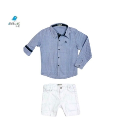 Conjunto irmãos cereja xadrez - Camisa e Vestido (duas peças) - Atithude Kids