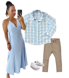 Camisa Mário - Xadrez azul bebe na internet