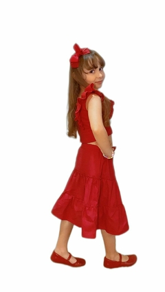 Conjunto Luísa - Vermelho Croped e Saia - comprar online