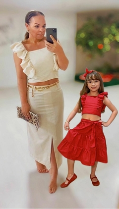Conjunto Luísa - Vermelho Croped e Saia na internet