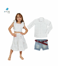 Camisa Benício - Branca com estampa branca na internet