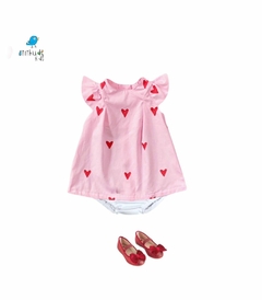 AMOR - Conjunto irmãos rosa bebe - Camisa e Vestido (duas peças) na internet