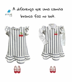 Conjunto irmãos listrado - Vestido e Bermuda (duas peças) - comprar online