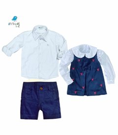 AMOR - Conjunto irmãos AZUL - Vestido e Bermuda (duas peças) na internet