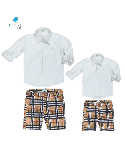 Kit Bermuda Bruno - Pai e filho | Xadrez inspiração Burberry