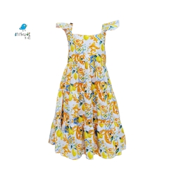 Conjunto irmãs Limões - Vestido e jardineira c batinha ( 3 peças) - Atithude Kids
