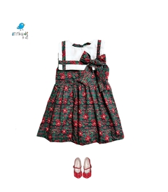 Conjunto irmãs NATAL 3D - Vestido e jardineira c batinha ( 3 peças) - comprar online