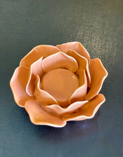 Castiçal Flor em porcelana - nude