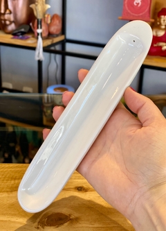 Incensário Canoa cerâmica branco - 22cm