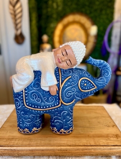 Monge no Elefante 20cm - azul e branco