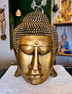 Escultura Cabeça de Sidarta (Buda) 52cm - dourado
