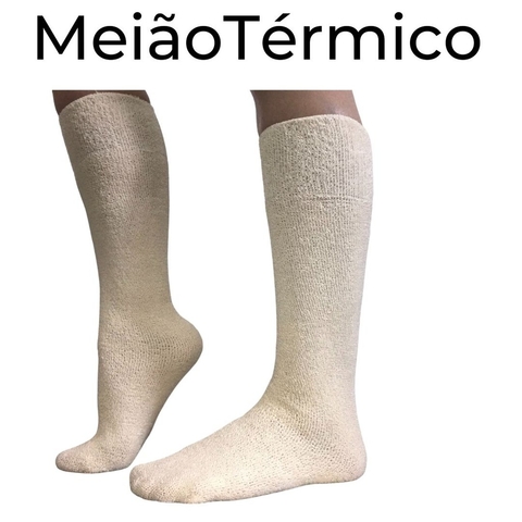 MEIA MEIÃO TERMICO ALGODÃO NA COR CRU