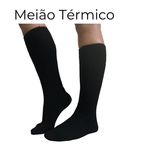 MEIÃO MEIA PRETO TRICOTADA EM ALGODÃO TERMICA FRIO