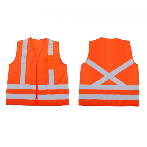 COLETE REFLETIVO 1 BOLSO LARANJA MODELO JAQUETA FECHAMENTO ZIPER