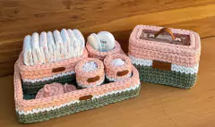 Kit Higiene Bebê em Crochê com Nome | 6 Peças