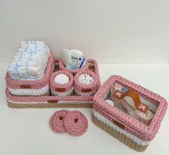 Kit Higiene Bebê em Crochê com Nome | 6 Peças