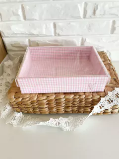 Caixa M Vichy Rosa com Tampa de Acrílico - comprar online