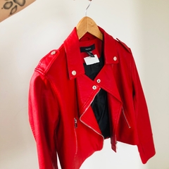 Jaqueta Cropped Biker Vermelha P Forever 21 Nova