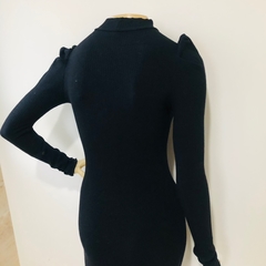 Vestido Manga Bufante Manga Longa Preto P na internet