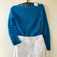 Blusa Tricot Manga Longa Azul U Nova - loja online