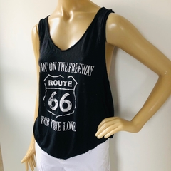 Regata Cavada Feminina Preta Route 66 Olivia Palito P - Brechó Bete Balanço