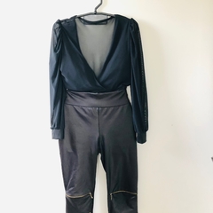 Calça Legging Preta Resinada Rock Vintage P/M na internet