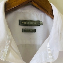 Camisa Social Branca Manga Longa Feminina Slim Fit TNG P - Brechó Bete Balanço