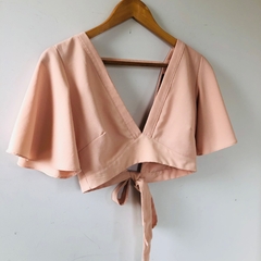Blusa Cropped Salmão Decote V com Amarração nas Costas Just Be by Renner P - comprar online