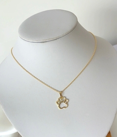 Colar Gargantilha com Pingente Vazado Patinha de Cachorro Gato Pet Dourado Banhado a Ouro 18k Ju na internet
