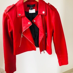 Jaqueta Cropped Biker Vermelha P Forever 21 Nova - loja online