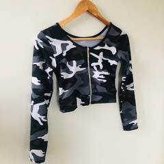Blusa Jaquetinha Cropped Manga Longa Militar Nova - comprar online