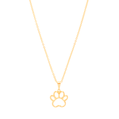 Colar Gargantilha com Pingente Vazado Patinha de Cachorro Gato Pet Dourado Banhado a Ouro 18k Ju - comprar online