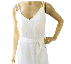 Vestido Midi Botões Off White Réveillon Noiva M - loja online