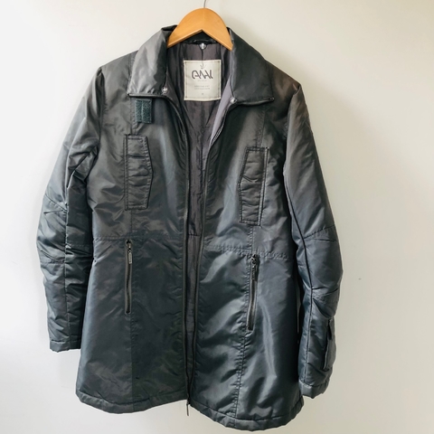 Casaco de Neve Sobretudo Matelassê Cinza Canal M