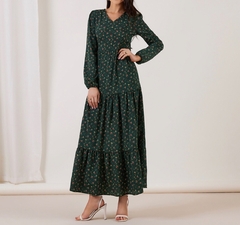 Vestido Feminino Longo Modesto Floral com Bainha - comprar online