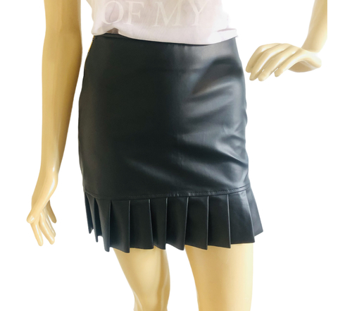 Saia Couro Fake Preta Nova Tam P