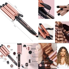 Chapinha Modeladora cabelo cerâmica tri-onda ondulador bivolt cor rosa - Brechó Bete Balanço