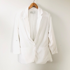 Blazer Alongado Branco Alfaiataria Poliester Riachuelo 40 - loja online